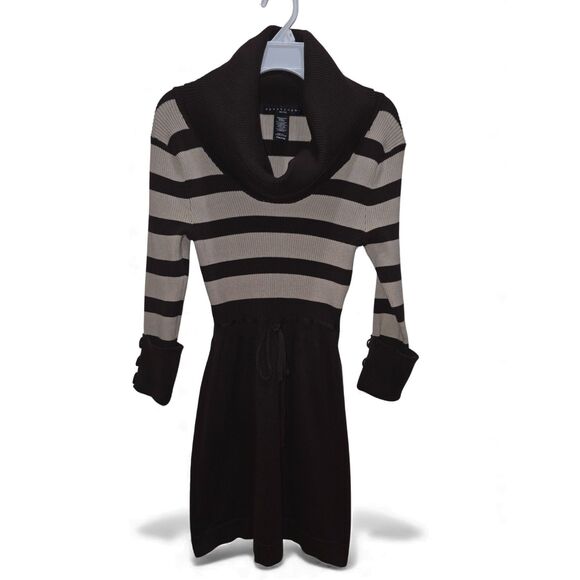 Apostrophe Junior Sweater Dress Size PM Striped Cowl Neck Pre-Owned Like New - Picture 5 of 12